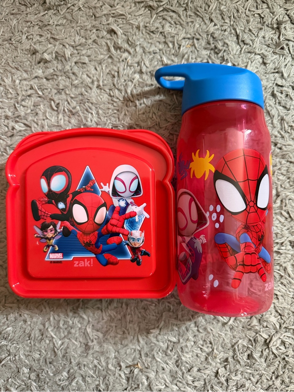 Zak! Kids Marvel Spider-Man Red Lunchbox and Water Bottle Set
